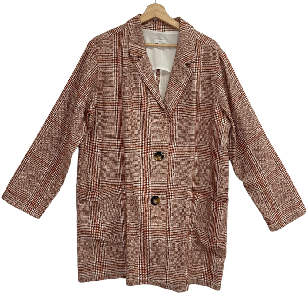 Women's Plaid Single-Breasted Coat - Rust Plaid